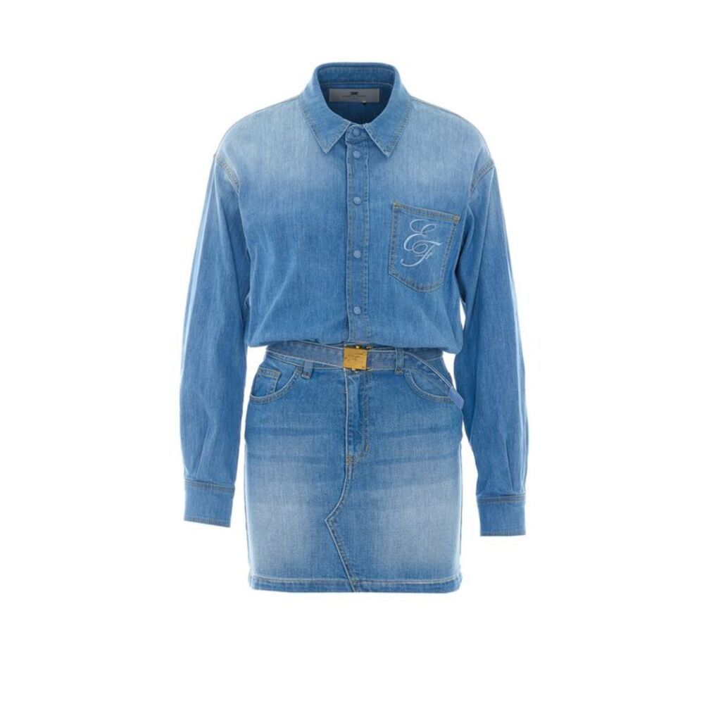 Elisabetta Franchi Women Mini Denim Dress With Belt